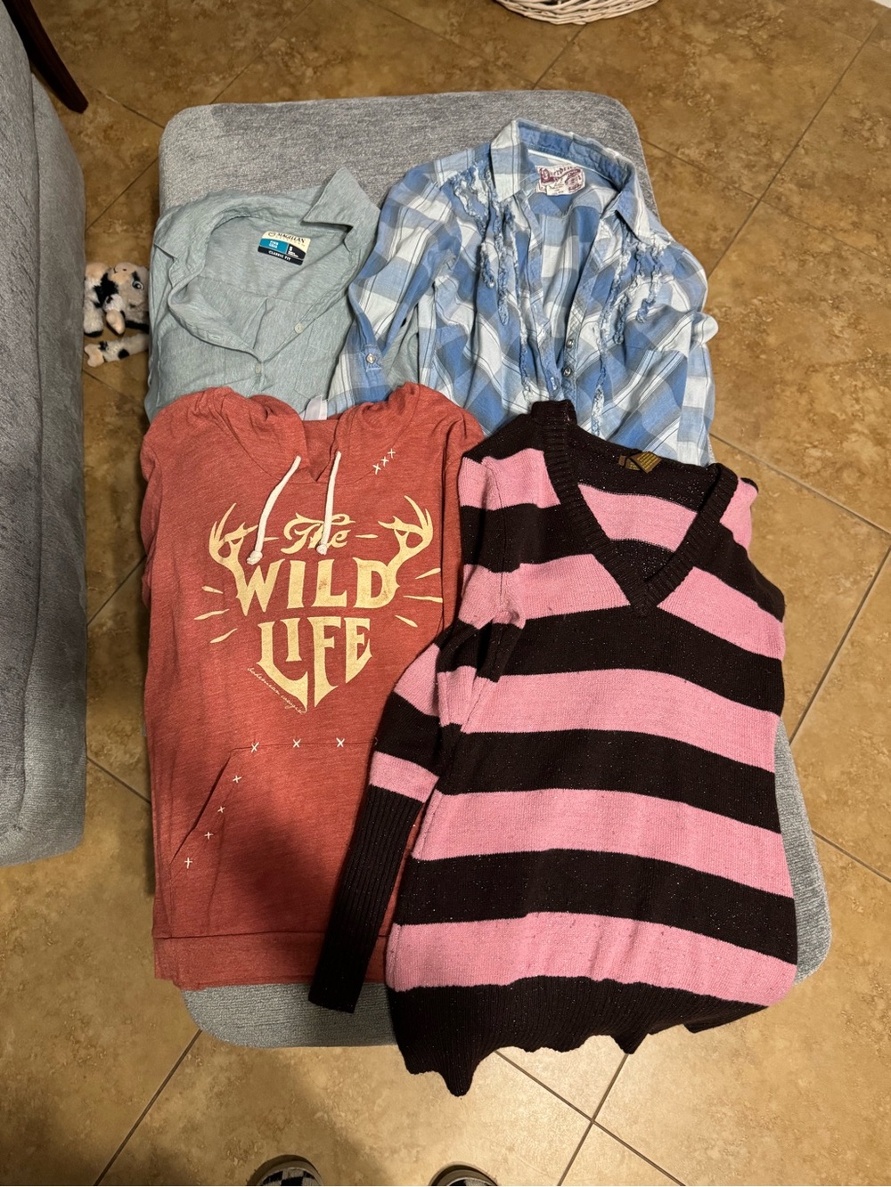 Pink & Black Striped V-Neck Sweater - Kids